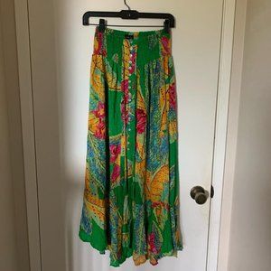 Cynthia rowley green tropical maxi skirt